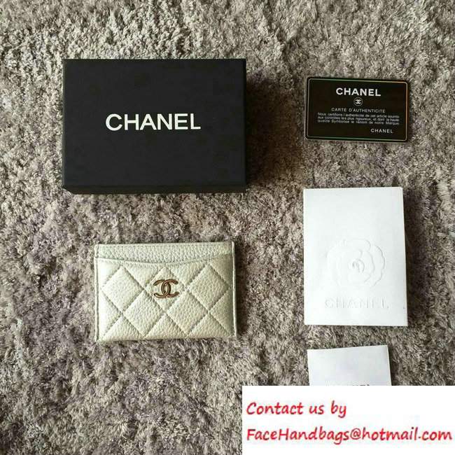 Chanel Calfskin Card Holder A31510 Metallic Silver 2016