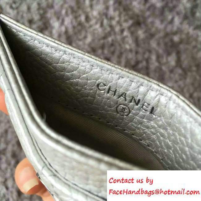 Chanel Calfskin Card Holder A31510 Metallic Silver 2016 - Click Image to Close