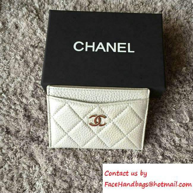 Chanel Calfskin Card Holder A31510 Metallic Silver 2016 - Click Image to Close