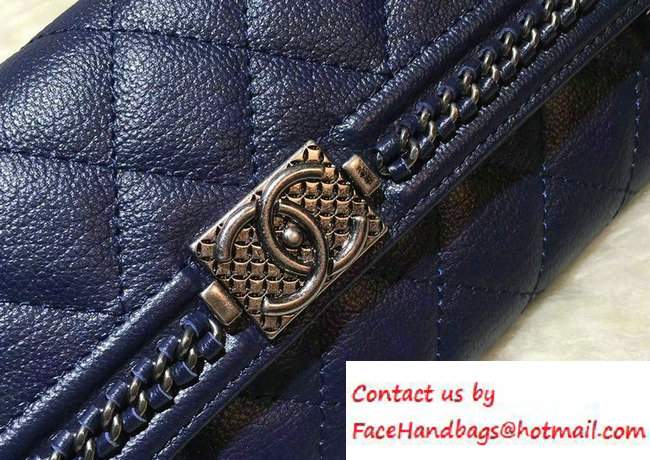 Chanel Calfskin Chain Boy Flap Wallet Blue 2016 - Click Image to Close