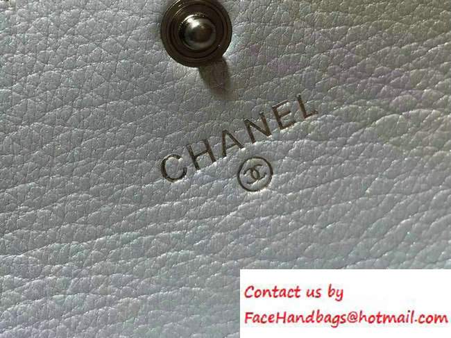 Chanel Calfskin Chain Boy Flap Wallet Silver 2016