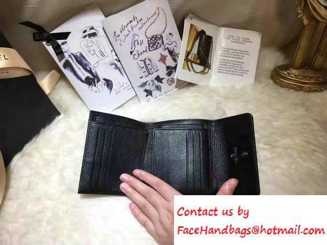 Chanel Calfskin Chain Boy Short Wallet Black 2016