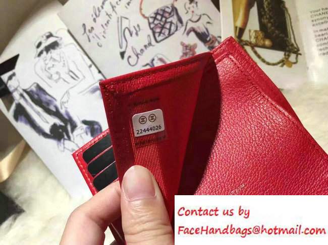 Chanel Calfskin Chain Boy Short Wallet Red 2016
