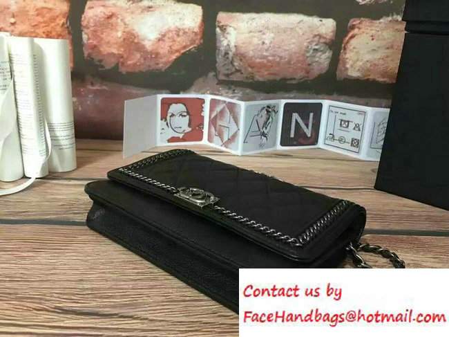 Chanel Calfskin Chain Boy Wallet On Chain WOC Bag A83222 Black 2016