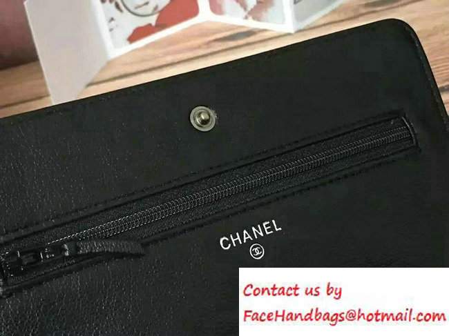 Chanel Calfskin Chain Boy Wallet On Chain WOC Bag A83222 Black 2016 - Click Image to Close