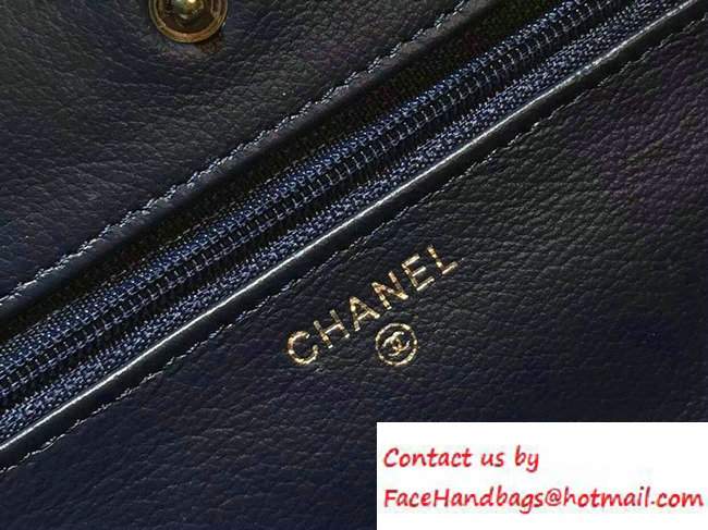 Chanel Calfskin Chain Boy Wallet On Chain WOC Bag A83222 Blue 2016