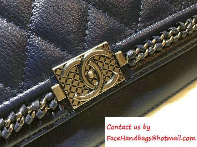 Chanel Calfskin Chain Boy Wallet On Chain WOC Bag A83222 Blue 2016