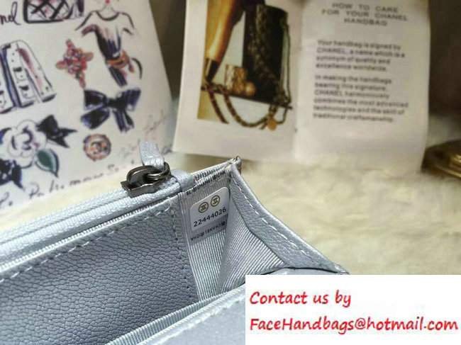 Chanel Calfskin Chain Boy Wallet On Chain WOC Bag A83222 Silver 2016 - Click Image to Close