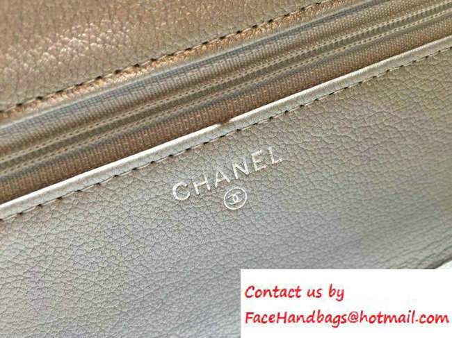 Chanel Calfskin Chain Boy Wallet On Chain WOC Bag A83222 Silver 2016 - Click Image to Close