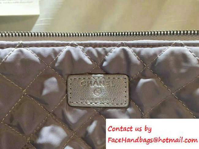 Chanel Calfskin Chain Boy Zip Pouch Clutch Large Bag A80571 Silver 2016