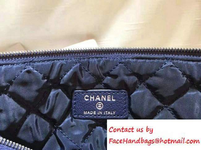 Chanel Calfskin Chain Boy Zip Pouch Clutch Small Bag A80571 Blue 2016