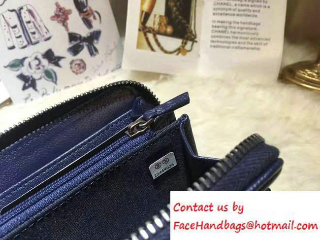 Chanel Calfskin Chain Boy Zip Wallet Blue 2016 - Click Image to Close