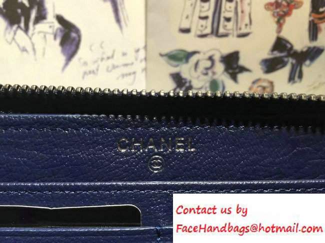 Chanel Calfskin Chain Boy Zip Wallet Blue 2016 - Click Image to Close
