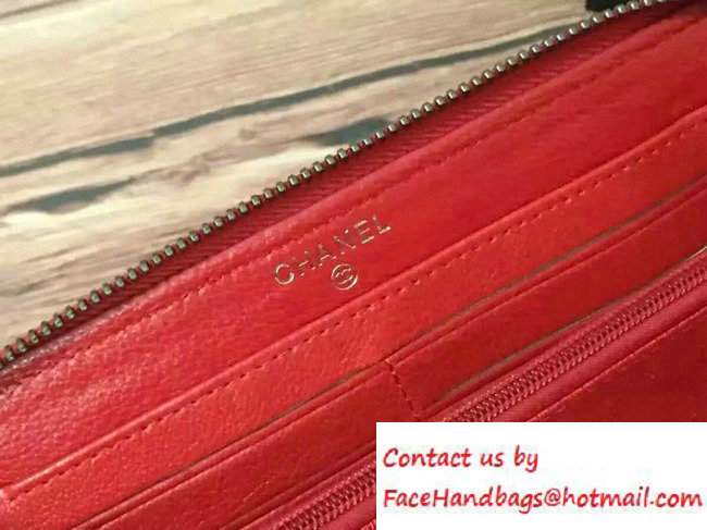 Chanel Calfskin Chain Boy Zip Wallet Red 2016 - Click Image to Close