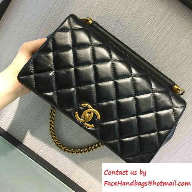 Chanel Calfskin/Gold Metal Mini Flap Bag A93427 Black 2016 - Click Image to Close