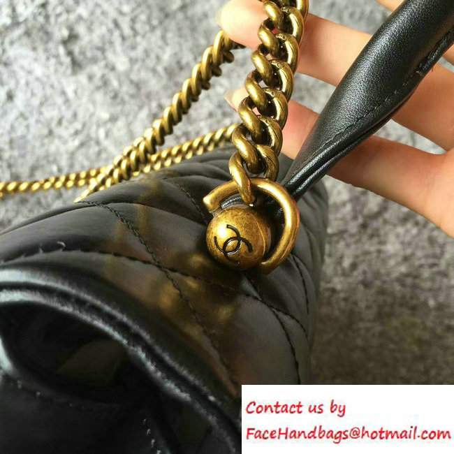 Chanel Calfskin/Gold Metal Top Handle Medium Flap Bag A93424 Black 2016 - Click Image to Close