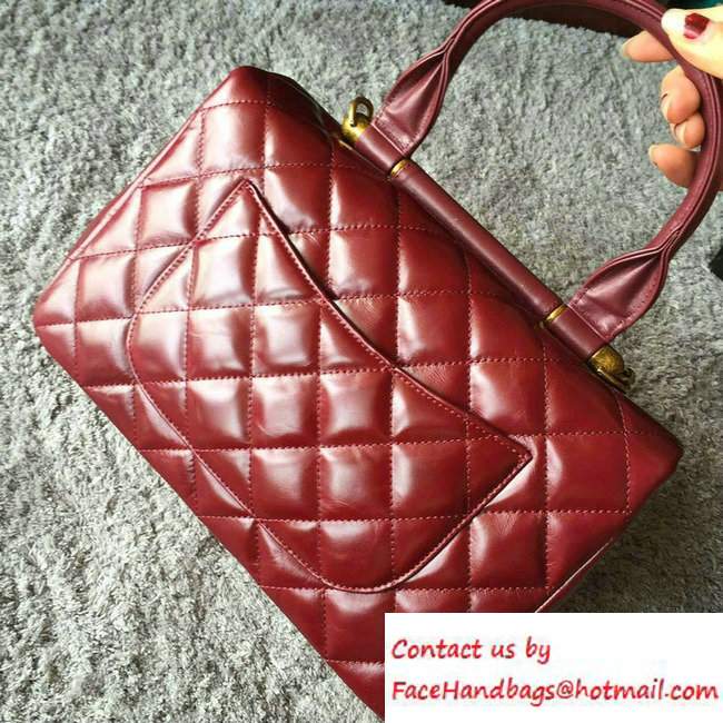 Chanel Calfskin/Gold Metal Top Handle Medium Flap Bag A93424 Red 2016