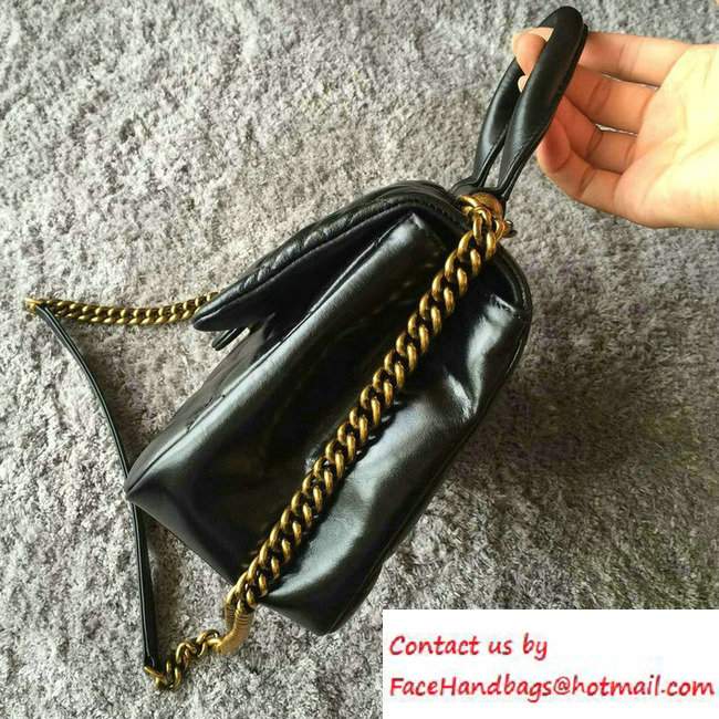 Chanel Calfskin/Gold Metal Top Handle Small Flap Bag A93423 Black 2016