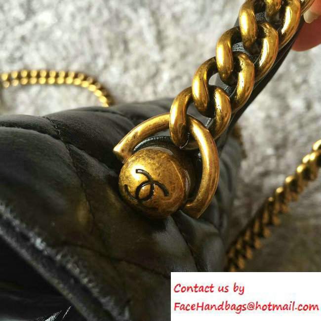 Chanel Calfskin/Gold Metal Top Handle Small Flap Bag A93423 Black 2016