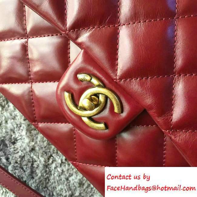 Chanel Calfskin/Gold Metal Top Handle Small Flap Bag A93423 Red 2016 - Click Image to Close