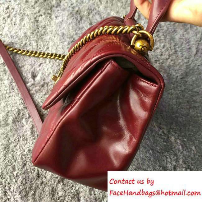 Chanel Calfskin/Gold Metal Top Handle Small Flap Bag A93423 Red 2016 - Click Image to Close
