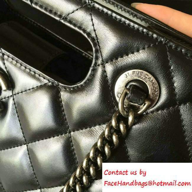 Chanel Calfskin Small Shopping Tote Bag A93058 Black 2016