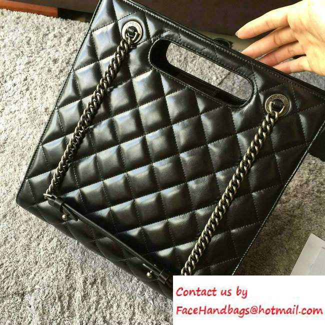 Chanel Calfskin Small Shopping Tote Bag A93058 Black 2016 - Click Image to Close