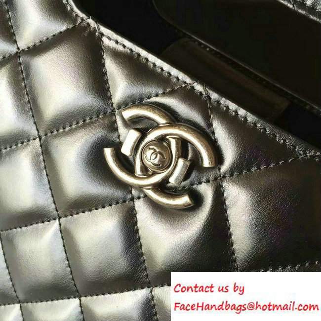 Chanel Calfskin Small Shopping Tote Bag A93058 Black 2016