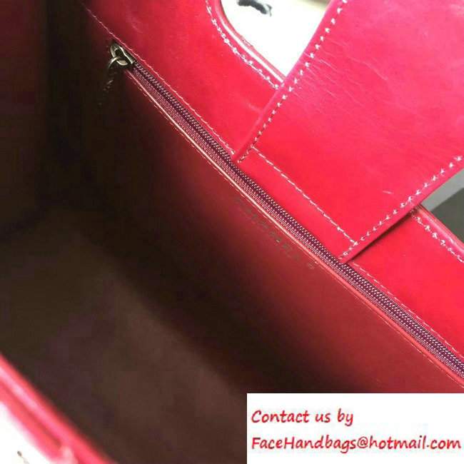 Chanel Calfskin Small Shopping Tote Bag A93058 Red 2016