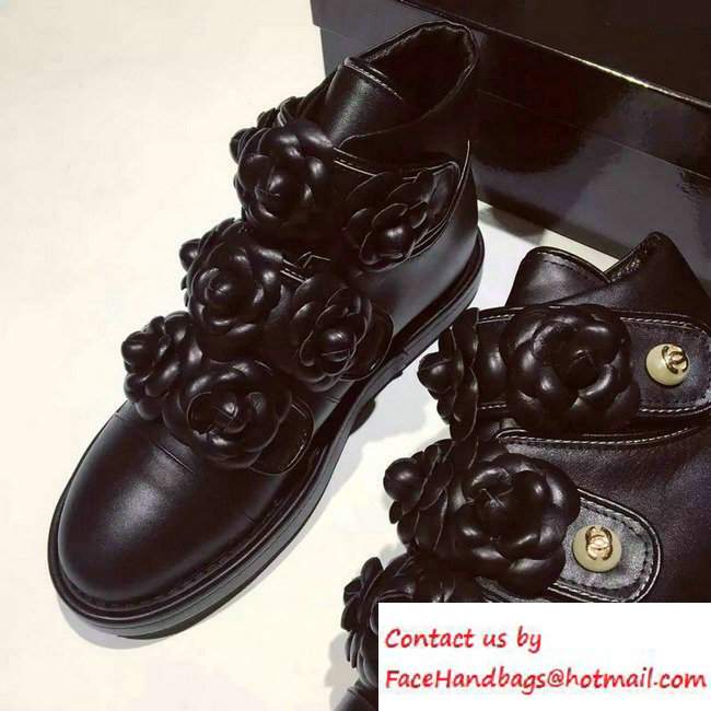 Chanel Camellias Embellished Sneakers Black Fall Winter 2016 - Click Image to Close