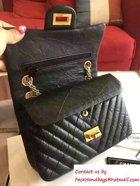 Chanel Chevron 2.55 Reissue Size 224 Classic Flap Bag Black/Gold 2016