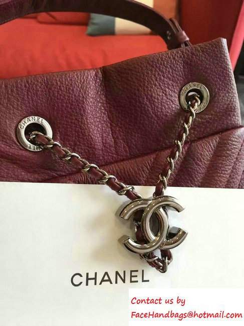 Chanel Deer Leather Chevron Drawstring Bag A91273 Burgundy 2016