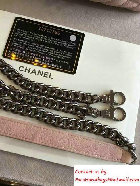 Chanel Deer Leather Chevron Drawstring Bag A91273 Pink 2016