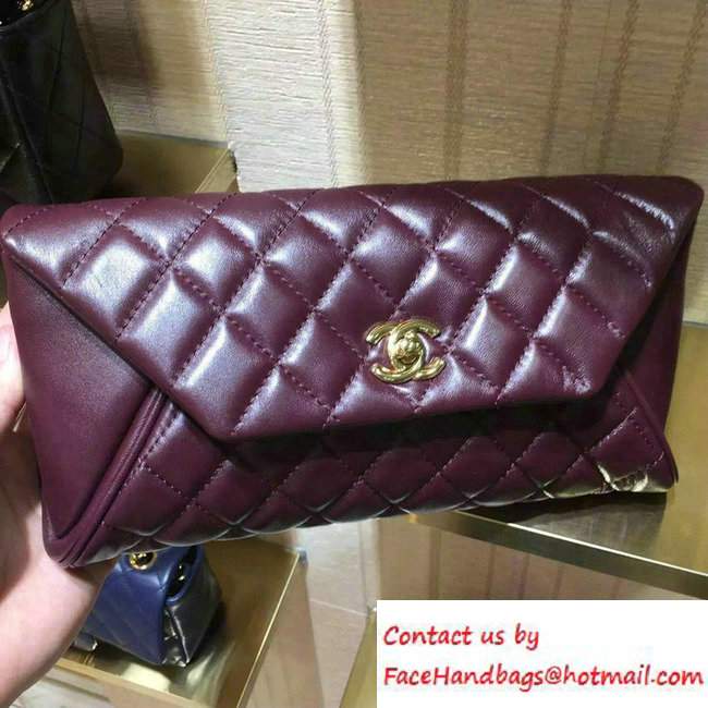 Chanel Goatskin Clutch Bag A98558 Date Red 2016 - Click Image to Close