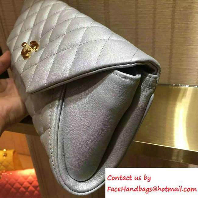 Chanel Goatskin Clutch Bag A98558 Metallic Silver 2016 - Click Image to Close