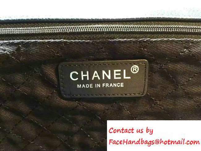 Chanel Grained Calfskin Tweed and Crests Top Handle Bag Blue 2016