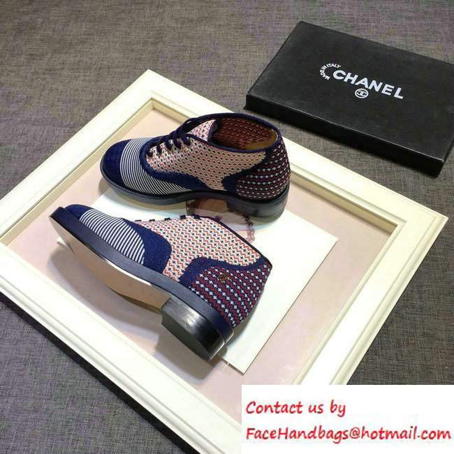 Chanel Jersey Lace-ups Shoes Multicolor 2016 - Click Image to Close