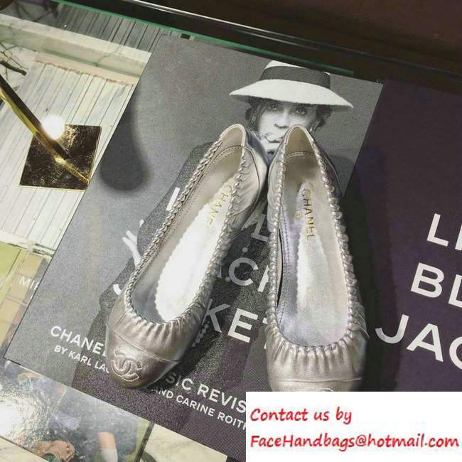 Chanel Lambskin Ballerina Flats Silver