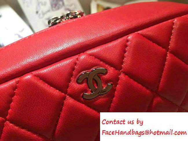 Chanel Lambskin Cosmetic Pouch Medium Bag A80910 Red 2016 - Click Image to Close