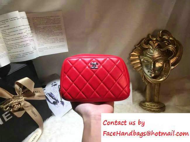 Chanel Lambskin Cosmetic Pouch Small Bag A80909 Red 2016