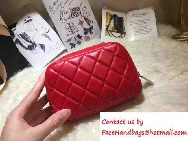 Chanel Lambskin Cosmetic Pouch Small Bag A80909 Red 2016