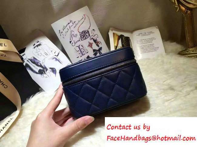Chanel Lambskin Cosmetic Pouch Watch Case Bag A80920 Navy Blue 2016 - Click Image to Close