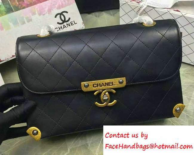 Chanel Lambskin Golden CC Logo Flap Bag A93515 Black 2016