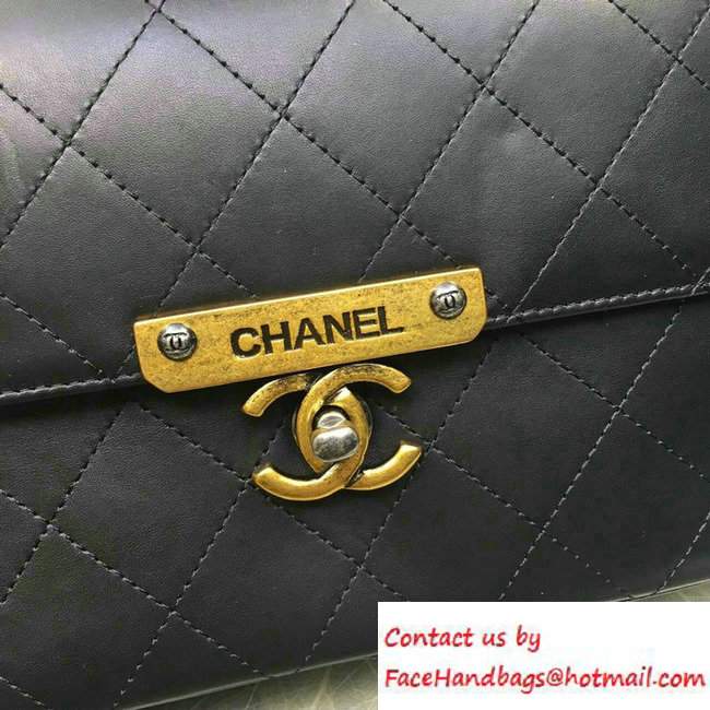 Chanel Lambskin Golden CC Logo Flap Bag A93515 Black 2016