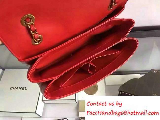 Chanel Lambskin Golden CC Logo Flap Bag A93515 Red 2016