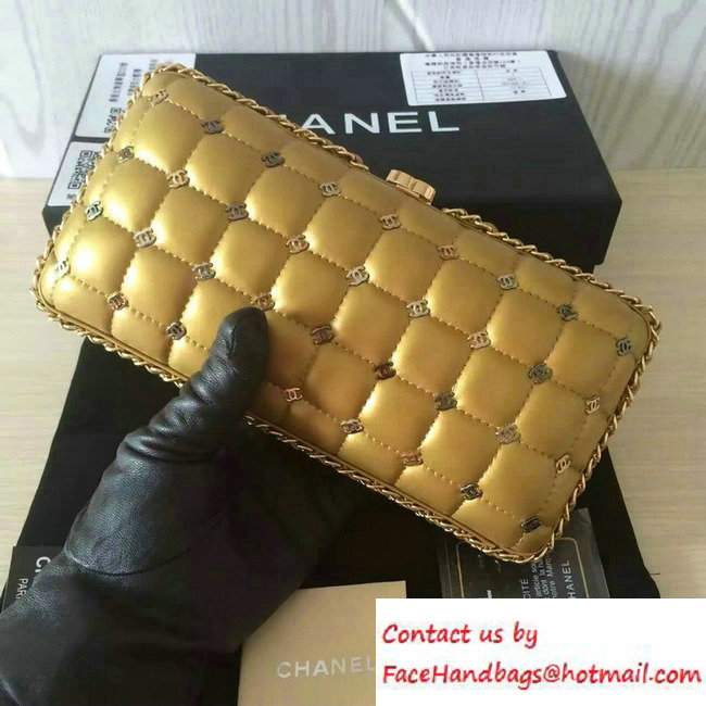 Chanel Lambskin/Light Gold Metal CC Logo Chain Evening Bag A94403 Gold 2016 - Click Image to Close