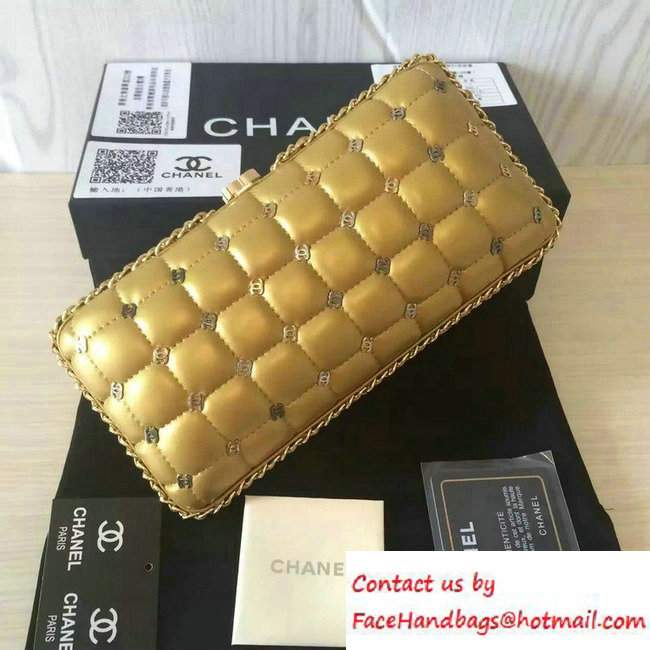 Chanel Lambskin/Light Gold Metal CC Logo Chain Evening Bag A94403 Gold 2016