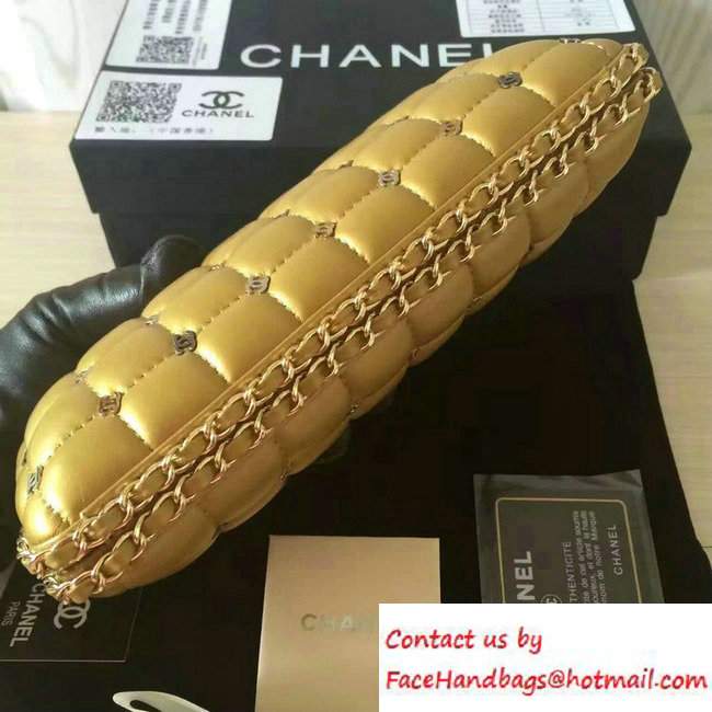 Chanel Lambskin/Light Gold Metal CC Logo Chain Evening Bag A94403 Gold 2016 - Click Image to Close