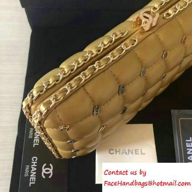 Chanel Lambskin/Light Gold Metal CC Logo Chain Evening Bag A94403 Gold 2016