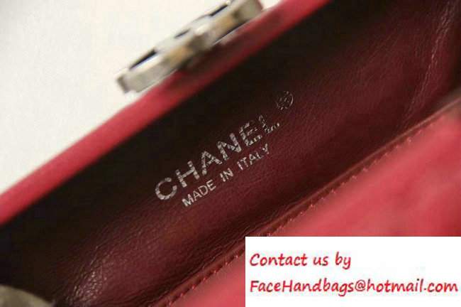 Chanel Lambskin/Ruthenium Metal Kiss-Lock Cosmetic Shoulder Small Bag A93455 Date Red 2016 - Click Image to Close
